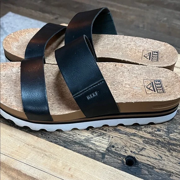 REEF Black Cork Footbed Sandals - Picture 3 of 7